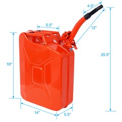 4PCS 20 Liter 5 Gallon Portable Car Jerry Gasoline Can Tank with Flexible Spout