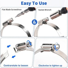 Hose Clamp 1 1/4 Inch, 10 Pieces Stainless Steel Hose Clamps for 3/4″ to 1-1/…
