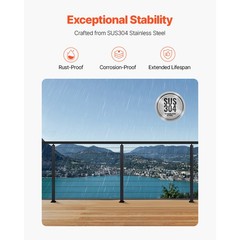 Uimoso 36x2x2 In Horizontal-Hole Cable Railing Post for Decks and Stairs