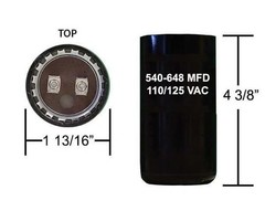 540-648 MFD 110/125 VAC motor start capacitor