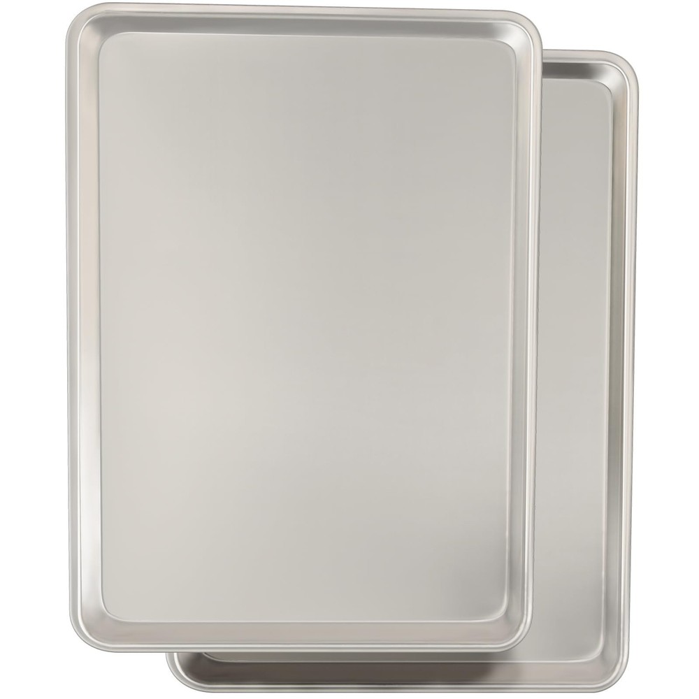 Commercial Quality Baking Sheet Pan Set, Natural Aluminum Cookie Sheet, Warp