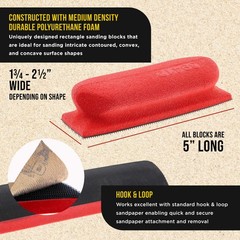 Dura-Gold 20-Piece Contoured 5″ Hand Sanding Block Set, 40 Hook & Loop Sandpaper