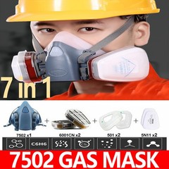 7 in1 7502 Painting Spray Half Face Gas Mask Chemical Epoxy Resin Respirator PPE
