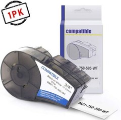 1PK For Brady BMP21 Label Cartridge M21-750-595-WT 19.1mm White Vinyl 3/4″ x21′