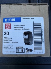 Eaton CHF220 Breaker, 20A, 2P, 120/240V, 10 kAIC, Type CH (box of 5 breakers)