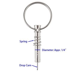 Quick Release Spring Pin 1/4″ Diameter Drop Cam Spring 0.9″ Usable Length