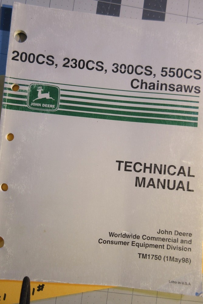 John Deere TM1750 200 230 300 550 CS Chain Saw Technical Service Manual