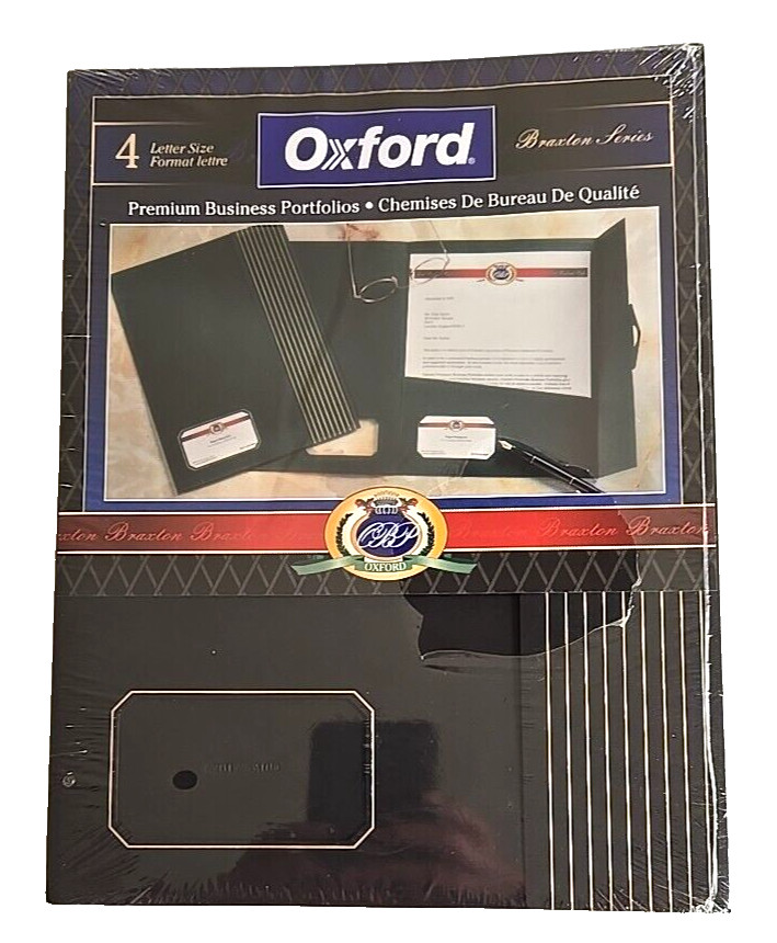 Oxford Braxton Series 4 Pack Premium Business Portfolios Black Gold Letter New