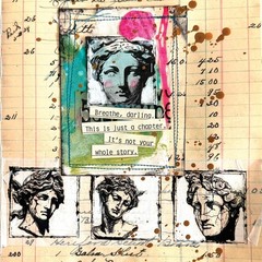 Dina Wakley 7.5″x12″ Printed Media Journal Ledger w/3 Black Letter It Fineliners