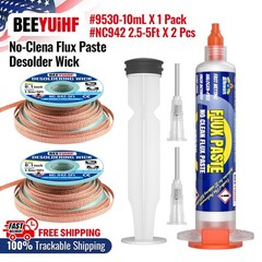BEEYUIHF 10mL No Clean Soldering Flux Paste with 10ft Desoldering Wick Braid