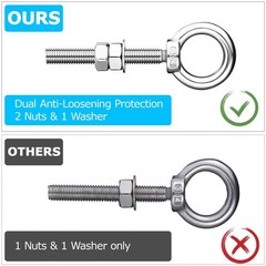 M10 Shoulder Eye Bolts 2.75″ X3/8″ Premium Stainless Steel with 2 Nuts and 1 …