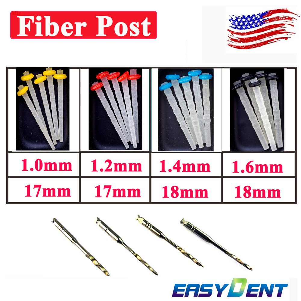 20X Dental Endo Fiber Post Quartz Glass Screw Resin post Thread1.2 1.4 1.6 1.8mm