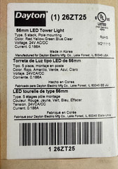 Dayton 26ZT25 56mm Tower Light Assy, Red, Yellow, Green, Blue, Clear, 24VAC/DC