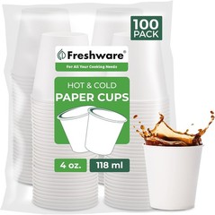 Coffee Cups 4 oz [100 Pack] Disposable Paper Cups for Mouthwash Cups, Hot Paper