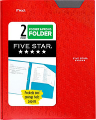 2-Pocket Folder, Plastic Folder with Stay-Put Tabs and Prong Fasteners, Holds 8-