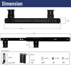 14″ Keyboard Slide Heavy Duty Ball Bearing Slides Computer Tray Under Desk Rails