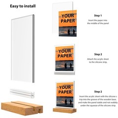 Acrylic Sign Holder with Wood Base 8.5×11 Inch Vertical and Slant Displays (2…