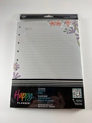 Happy Planner Classic Filler Paper Lined Floral Notes Gray 100 Sheets