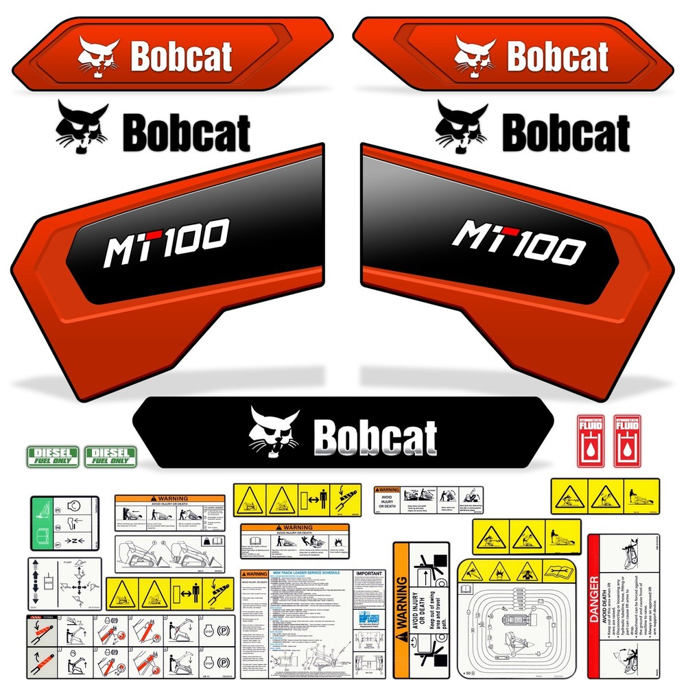 Decal Kit fits Bobcat MT100 Mini Track Skid Steer + Safety & Diesel Stickers USA