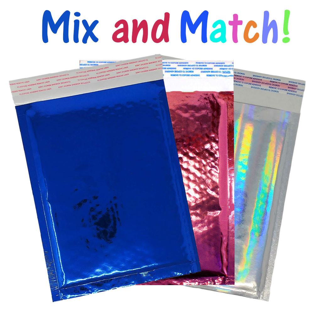 6×10 Cobalt Blue Pink & Hologram Metallic Bubble Mailers Shipping 6×9 Envelopes