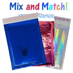 6×10 Cobalt Blue Pink & Hologram Metallic Bubble Mailers Shipping 6×9 Envelopes