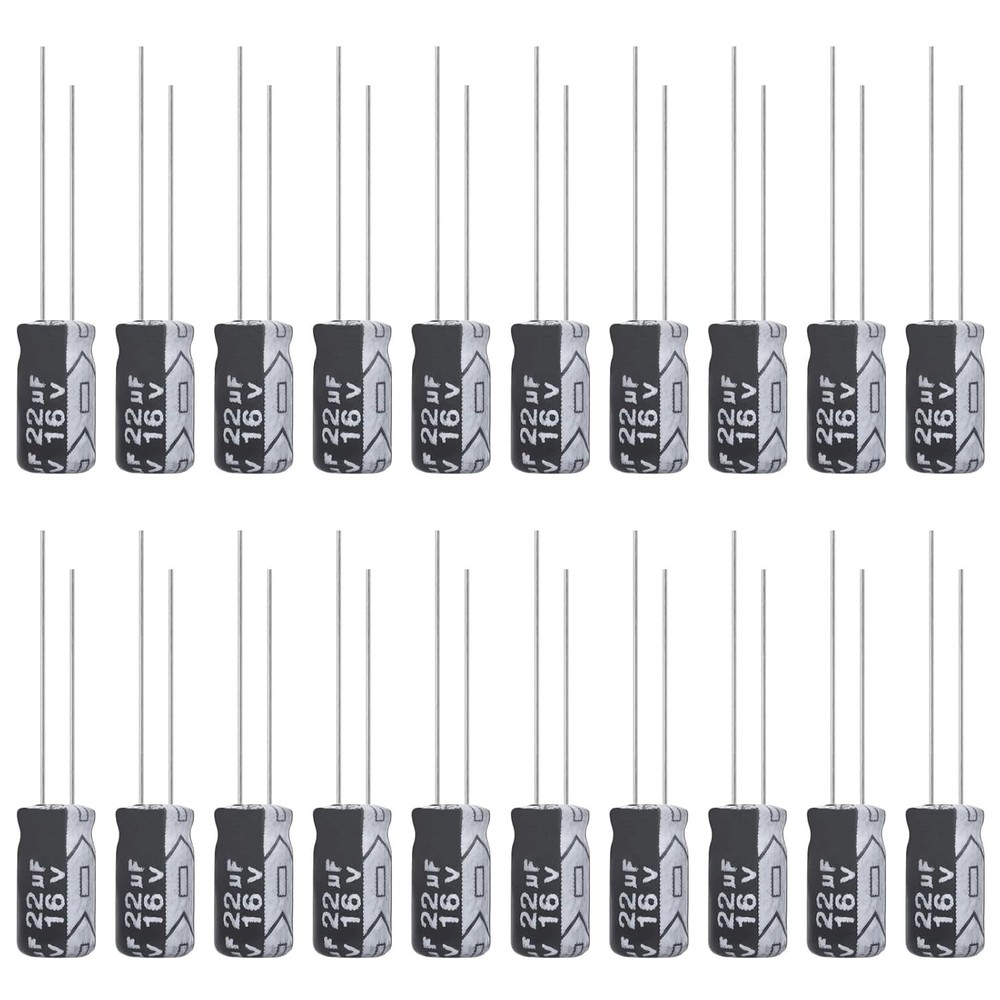 Allecin 22uF 16V 4x7mm Electrolytic Capacitor 22 UF MFD 16 Volt 0.16×0.28in…