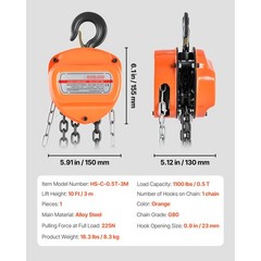 Uimoso Manual Chain Hoist 0.5T/1100 lbs Capacity 10 ft Lift w/Durable G80 Chain
