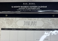 2026 Bamboo Hanger Calendar RAE DUNN 12 Months Brown Flowers Design LARGE