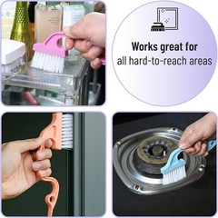 Window Track Cleaning Brush with Ergonomic Pastel Handle and Built-In Scraper, 4
