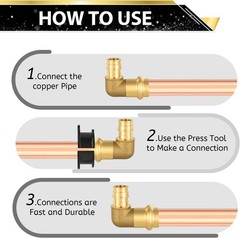 1/2″ Copper Press x 1/2″ PEX A Expansion Elbow, Pack of 10