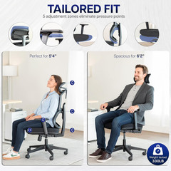 VIVO Ergonomic Mesh Office Chair with Lumbar Support, Adjustable Height, Black