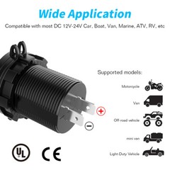 USB Fast Car Charger Type-C QC3.0 Power Supply Socket 12V LED Digital Voltmeter
