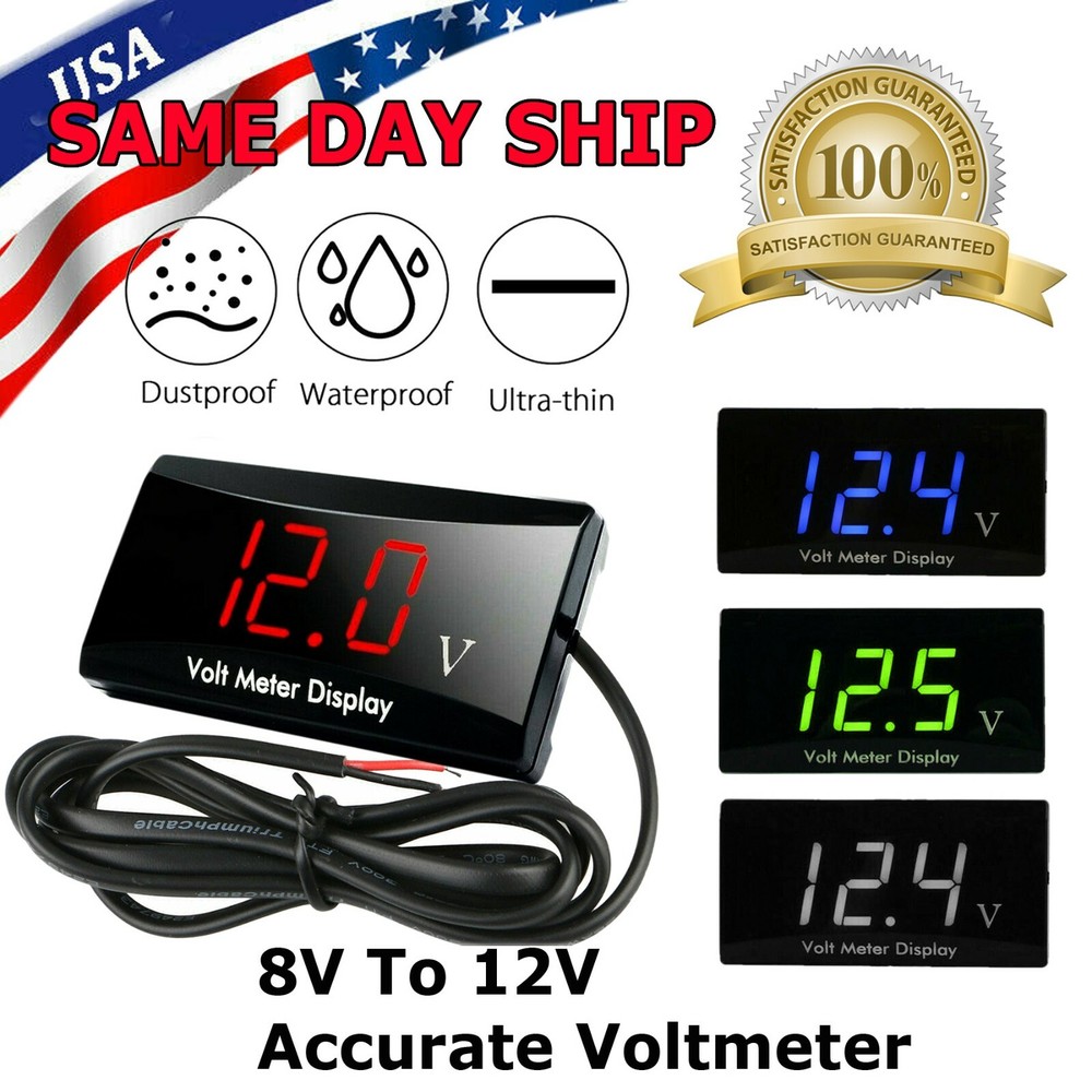 12V Digital LED Display Voltmeter Voltage Gauge Panel Meter For Car Motorcycle