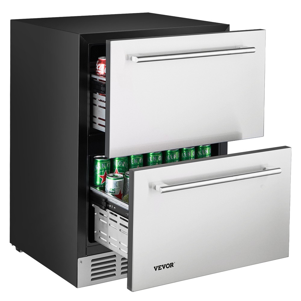 24 Inches Undercounter Refrigerator Stainless Steel Dual Drawer Fridge for Home