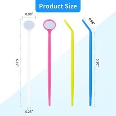 40Pcs Disposable Dental Inspection Mouth Mirror,Oral Tools Checkers (4 Colors)