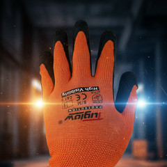 12 Pair Gasoline Orange Safety Gloves Latex Coated Grip Cut Resistant