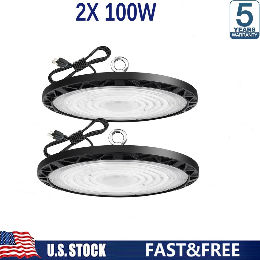 2 Pack 100W UFO Led High Bay Light Industrial Commercial Warehouse Shop Lights