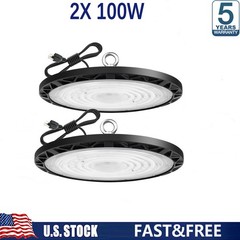 2 Pack 100W UFO Led High Bay Light Shop Industrial Commercial Factory Warehouse