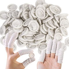 White Latex Finger Cots Dust-Free with Anti-Static Fingertip Protector Gloves Na