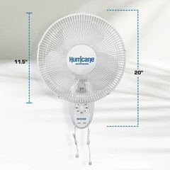 Hurricane Supreme 12 Inch 90 Degree Oscillating 3 Speed Wall Fan, White (2 Pack)