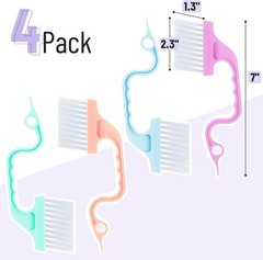 Window Track Cleaning Brush with Ergonomic Pastel Handle and Built-In Scraper, 4
