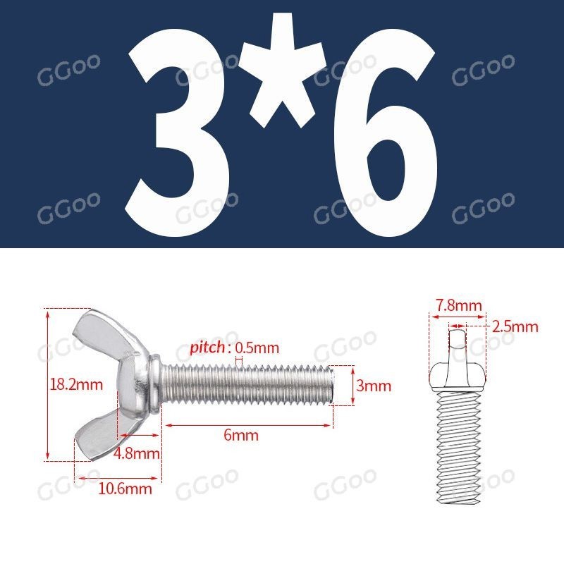 Butterfly Wing Bolts Screws Thumb Screws M3 M4 M5 M6 M8 M10 M12 Stainless Steel