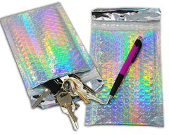 4X8 Holographic, Sunset Peach Bubble Mailers, Metallic Padded Shipping Mailing
