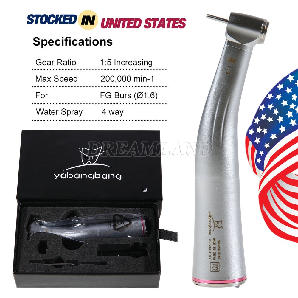 Yabangbang Dental Electric Handpiece 1:5 Contra Angle Fiber Optic High Speed NSK