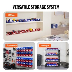 VEVOR Hanging Stackable Storage Bin Plastic Organizer Garage Box 24 PCS Blue/Red