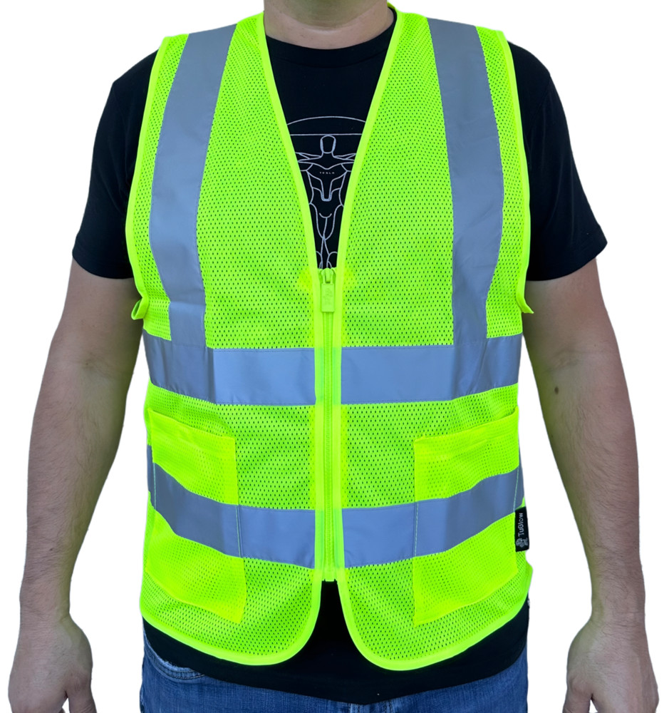 Crew All Mesh Yellow High Visibility Safety Vest With 2 Pockets