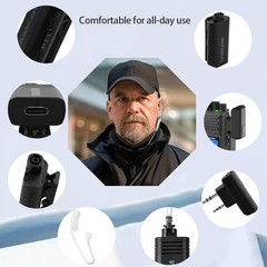 SAMCOM BTEAR01 Wireless Earpiece with Clear Airtube Tube 2 Pin Dongle Black