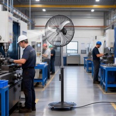 Uimoso 24 in Industrial Pedestal Fan,HighVelocity,6800CFM,Waterproof,Oscillating