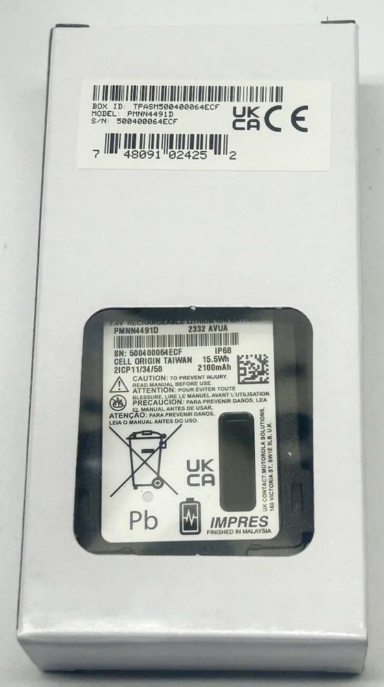 Motorola OEM Two-Way Radio Battery PMNN4491D 7.4V Impres 2100mAh! NEW