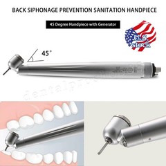 LED Dental Surgical Handpiece 45° Angle 4 Hole Midwest Rear Exhaust Impact Air